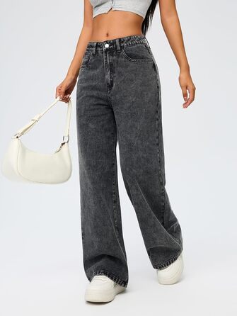 Джинси жіночі Damen Vintage Baggy чорні, широкі, прямі, стиль 90-х Y2K, streetwear, розмір S