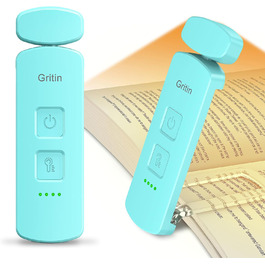 LED кріплення-лампа для читання Gritin з USB-зарядкою, 3 кольори та 3 рівні яскравості, захист очей, блакитний