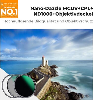 Набір фільтрів K&F Concept 77mm: поляризаційний (CPL), UV, ND1000 (Nano-Dazzle)