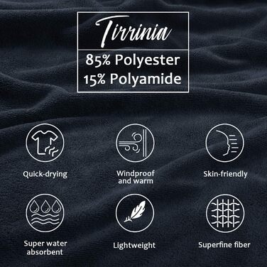 Surf Poncho Hooded Changing Towels Quick Dry Beach Change Robe for Adults Men Women Waterproof and Sandproof Bathrobe for Surfing Swimming Bathing Oversized Black