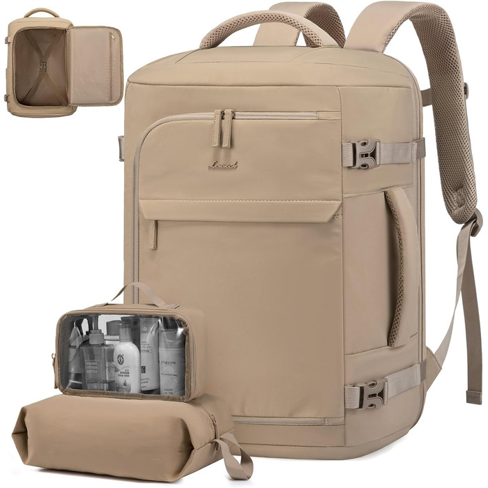 Жіночий рюкзак LOVEVOOK для подорожей, 50L, Carry On, для авіаперельотів, бізнес, школа, Weekender (17 дюймів, Хакі)