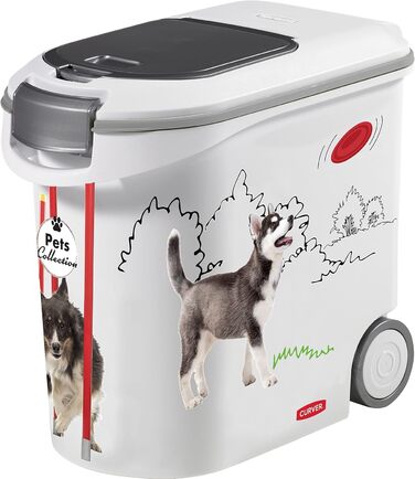 Контейнер для корму для собак Curver – 35 л/12 кг – Pets Collection – герметичний, з колесами, 28 x 49 x 43 см
