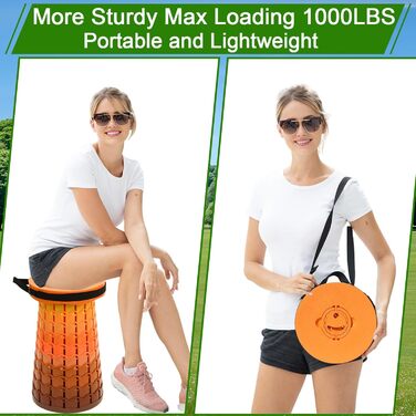 Складаний стілець XXL з подушкою, портативний для дорослих, міцний (1000 фунтів), для кемпінгу, подорожей та відпочинку на природі