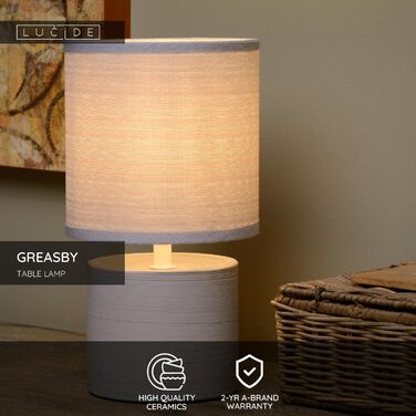 Лампа настільна LUCIDE GREASBY сірого кольору, діаметр 14 см, 1xE14