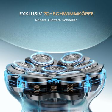 Машинка для гоління голови 7D PRO MAXGROOM IPX6, срібляста, акумуляторна (1400mAh), 8800 об/хв, для чоловіків