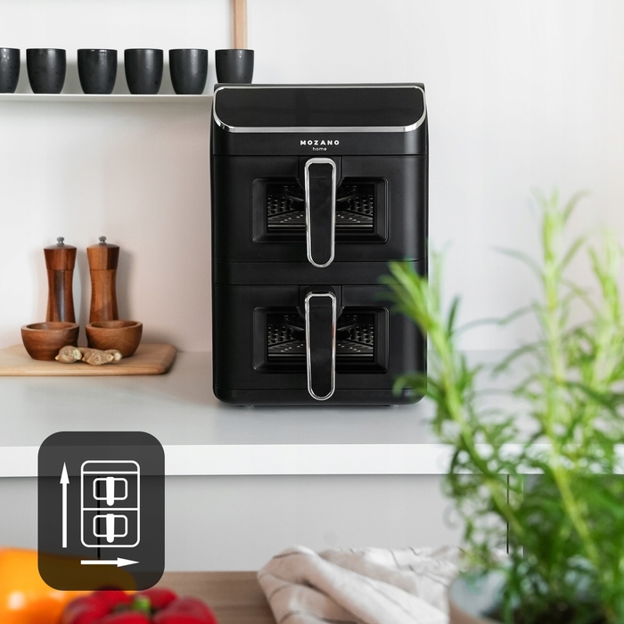 Вертикальна двокамерна аерофритюрниця 11л Air Fryer 2800W, 12 режимів