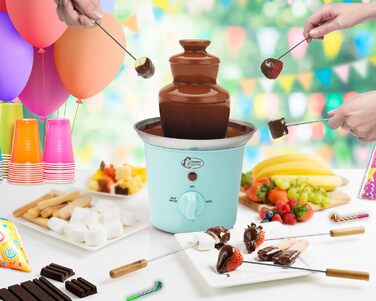 Шоколадний фонтан Bestron з 3 ярусами, 60 Вт, м'ятний колір, з функцією підігріву