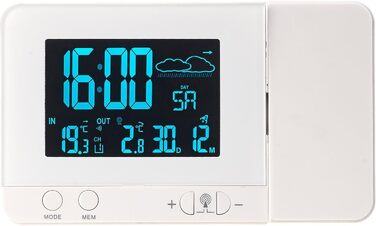 infactory Projection Clocks: Radio Weather Station with Projection Alarm, Outdoor Sensor, and USB, White (Radio Projection Clock, Clock with Projection, Outdoor Temperature Display)