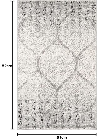 Килим SAFAVIEH Distressed для вітальні, їдальні, спальні - колекція Madison, короткий ворс, 155 x 229 см (сірий та слонова кістка, прямокутний)