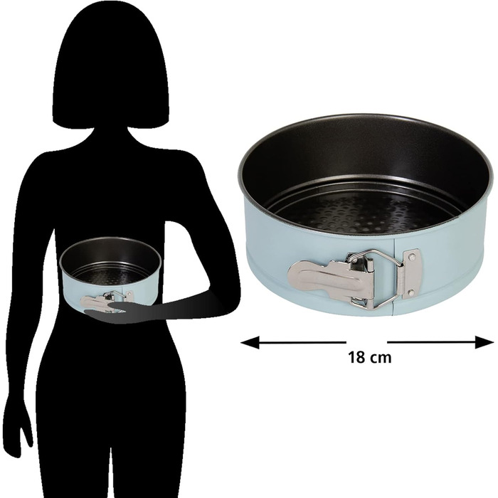 Форма для випічки Wenco Premium Mini-Springform, кругла, Ø 18 см, з антипригарним покриттям, з вуглецевої сталі, м'ятно-зелена (версія 2022)