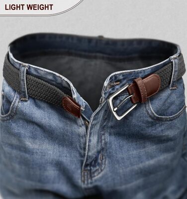 Пластиковий плетений ремінь KEMISANT для чоловіків та жінок, 2 шт. (чорний/бежевий)