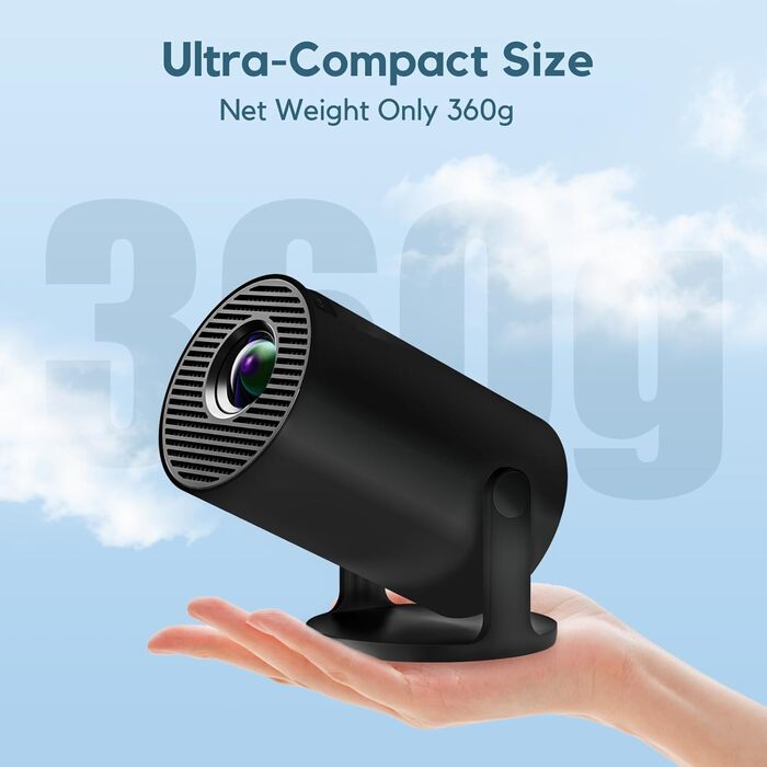 Розумний проєктор AKIYO O2: 1080P, Android 11, WiFi 6, Bluetooth 5.4, HDMI, USB, підтримка PS5, автоматична корекція трапеції, обертання 180°