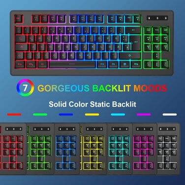 Бездротовий ігровий набір клавіатури та миші, DE Layout QWERTZ, RGB підсвічування, ергономічна миша, компактна клавіатура для PC, Mac, Xbox, PS5