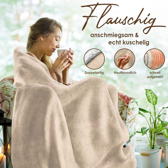 Електрична грілка KESSER® 200x180 см з автовимкненням | Двостороння, 9 температурних режимів, з таймером та цифровим дисплеєм | Підходить для ліжка та дивана | Можна прати до 40°C