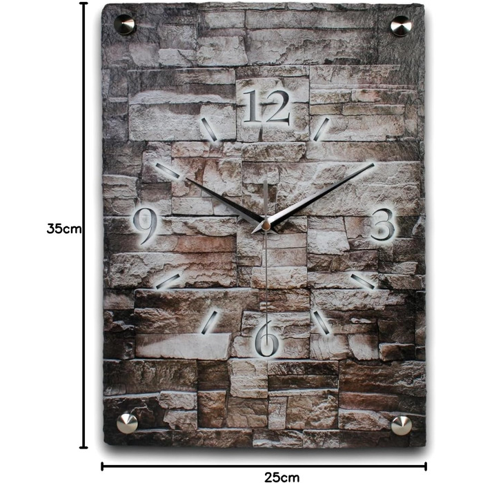 Designer wall clock made of stone (ceramic), size approximately 35x25cm, with a whisper-quiet movement (stone-masonry, quiet quartz movement)