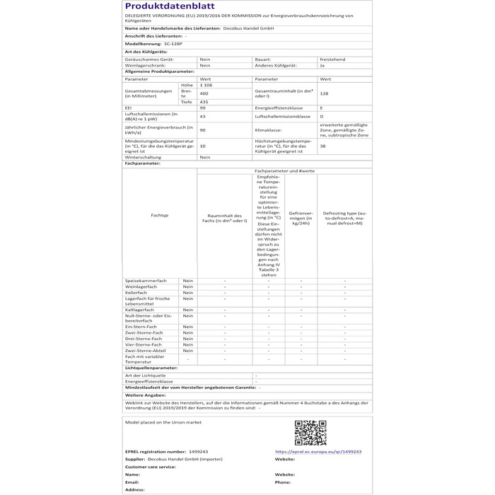Холодильник Merax 128L, окремо розташований, з морозильником 8L, LED-підсвічуванням та регульованими полицями, супертихий, для ресторану, бару, напоїв та пива, чорний