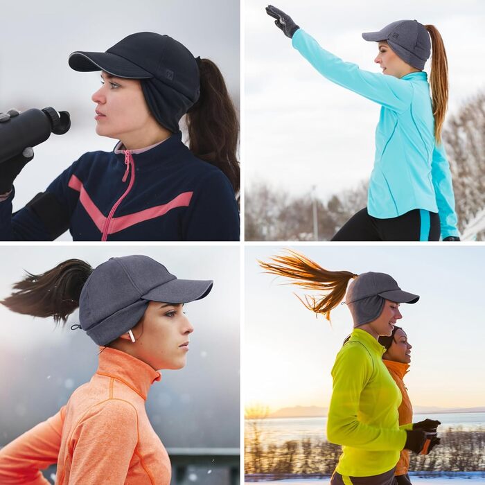 Шапка з флісу GADIEMKENSD для жінок з козирком та навушниками, відбиваюча зимова шапка (55-58, білий)