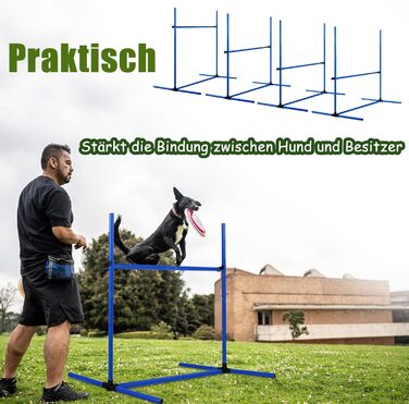 Набір для аджиліті для собак Grün 4X Hurden: набір шлагбаумів, регульована висота, 104x70x101 см (блакитний)