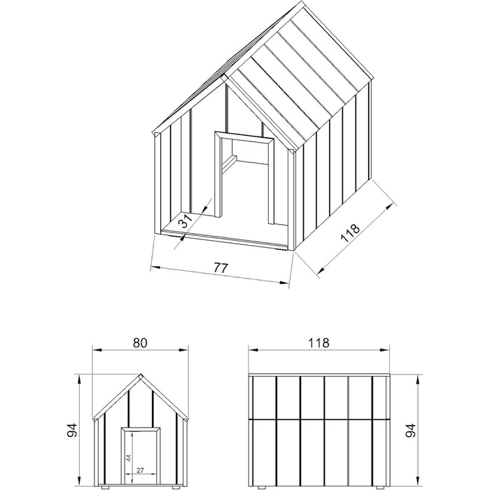 Будка для собак Outdoor маленьких порід – дерев'яна будка для собак, водостійкий дах 76 x 99 x H80 см, розмір S, Timbela M401-1 розмір M, 76x99xH80cm, натуральне дерево (розмір L, 80x118xH94cm, LP SmartSide дерев'яні панелі)