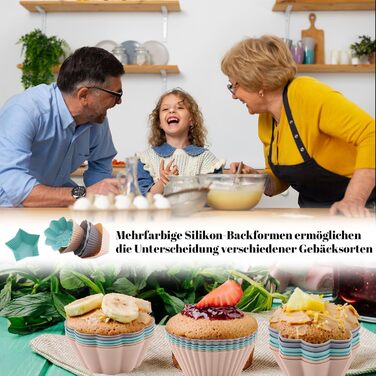 24/36 Формочки для мафінів з силікону, 6 типів, багаторазові, антипригарні, для випічки, кольорові