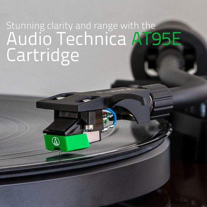 Програвач вінілу Fluance RT81 Elite High Fidelity з картриджем Audio Technica AT95E, чорний глянцевий