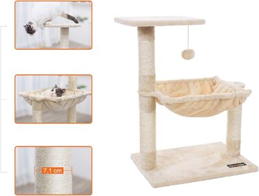 Feandrea Cat Tree Scratching Post with Lounger 70 cm PCT82M