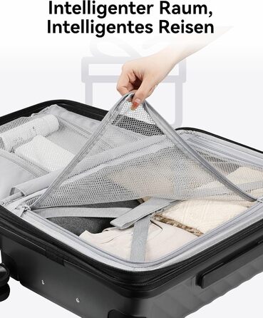 LUGGEX Carry-on Suitcase Hard Shell with Wheels - Expandable to 38L - Robust Polycarbonate for Stress-Free Travel (Metallic Black, 20/24/28)