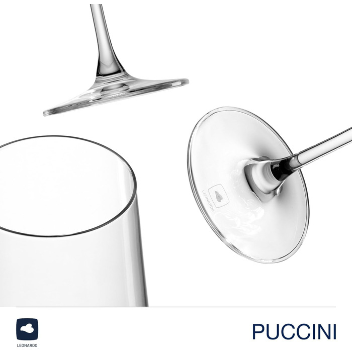 Набір келихів для просекко LEONARDO HOME PUCCINI 280 мл, 6 шт, міцне скло, підходить для посудомийки, з серветкою для полірування
