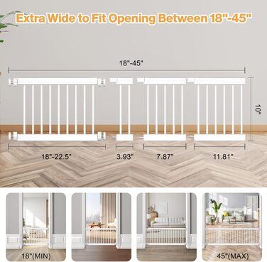 Розсувне захисне ґратка для собак Fldofaves, 45-115 см, 35 см заввишки, для дому, з 3 подовжувачами