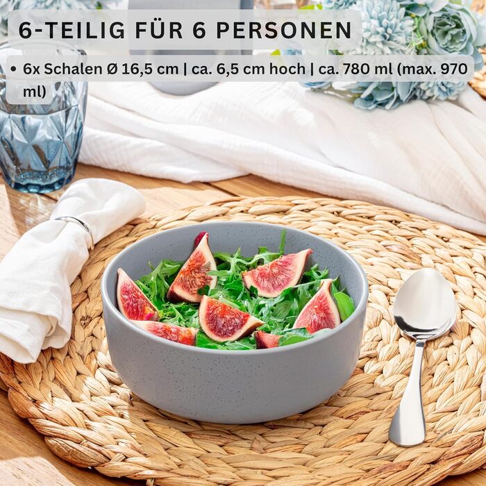 Набір посуду SÄNGER Steingut 12 предметів: 4 великі тарілки, 4 десертні тарілки, 4 глибокі тарілки (Schalen), VALUE COLLECTION (Leeds Sterling), кольоровий, стійкий до подряпин