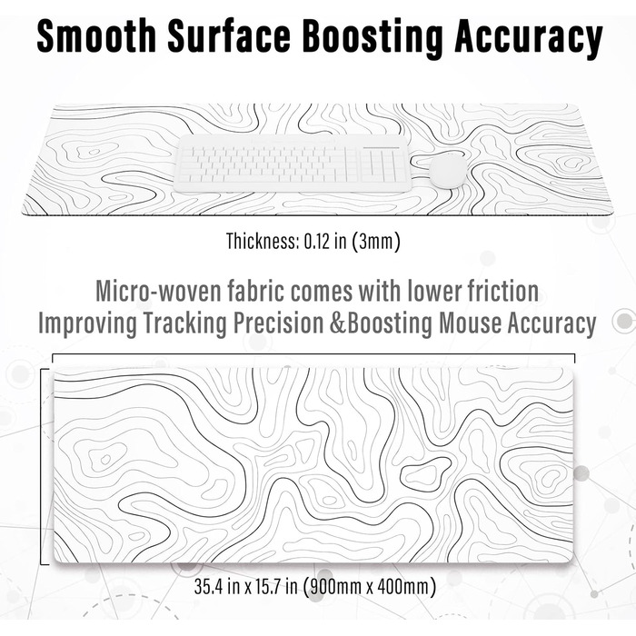 Ігрова мишка Pad Ovenbird з картографічним малюнком, великий XL, 80 x 30 см, чорний