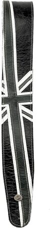 Гітарний ремінь D'Addario Planet Lock для акустичної та електрогітари, чорний сатиновий (Union Jack Black & White)