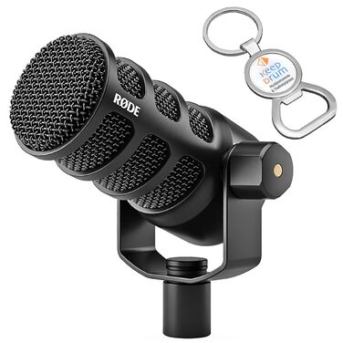 Rode PodMic Black – професійний USB-мікрофон для подкастів з брелоком-відкривачкою для пляшок