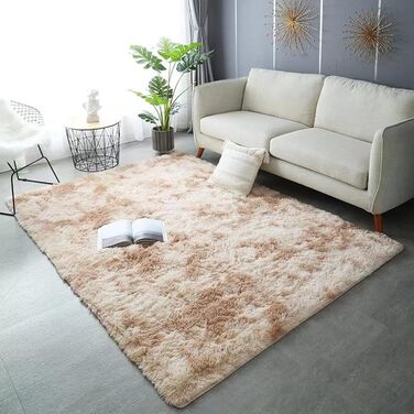 OYIMUA High-Pile Rug 160×230 cm Beige, Modern Fluffy Rug Living Room Children's Room Decor Bedroom Hallway Runner Outdoor Rug Faux Fur Shaggy Plain Bed Rug Beige 160 x 230 cm