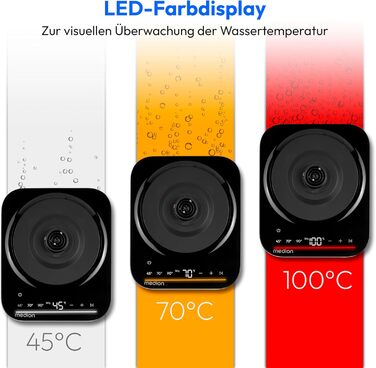 Електричний чайник MEDION LIFE MD12106, 2.2 кВт, 1.5 л, LED дисплей, LED підсвітка, автопрограми, захист від дітей, чорний