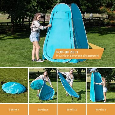 Skandika Pop Up Shower Tent | Changing Tent with 210cm Height, Silver Coated, Privacy Screen, Detachable Floor, Coverable Window with Mosquito Net, Shower Attachment | Toilet Tent