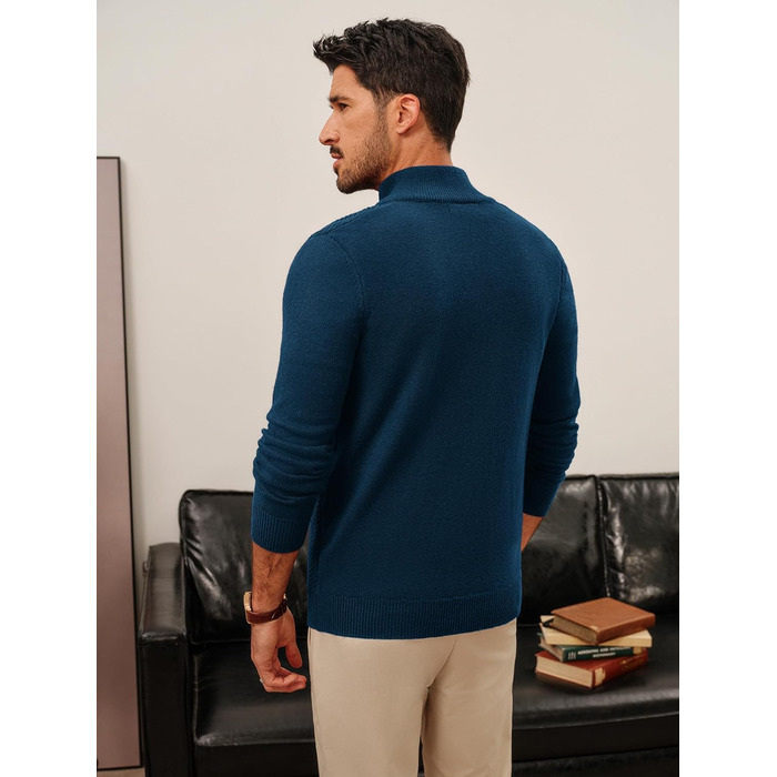 Кардиган чоловічий PJ PAUL JONES з блискавкою та стійким коміром, грубий в'язання (XL, Синій)