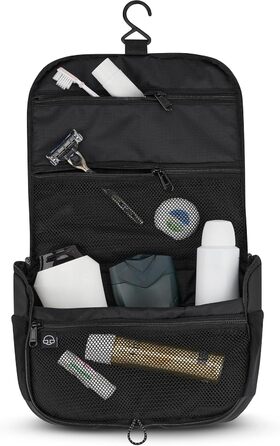 Чоловіча та жіноча косметичка Johnny Urban Kulturtasche Logan чорного кольору - велика, для подорожей, з прозорим кишенькою для рідин (ручна поклажа)