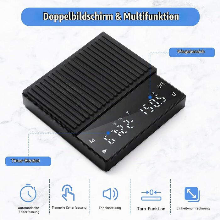 Цифрові кухонні ваги з подвійною платформою 15кг/1г та 500г/0.01г, високоточні електронні ваги для кухні, ювелірних виробів та випічки, з функцією тари та підсумовування