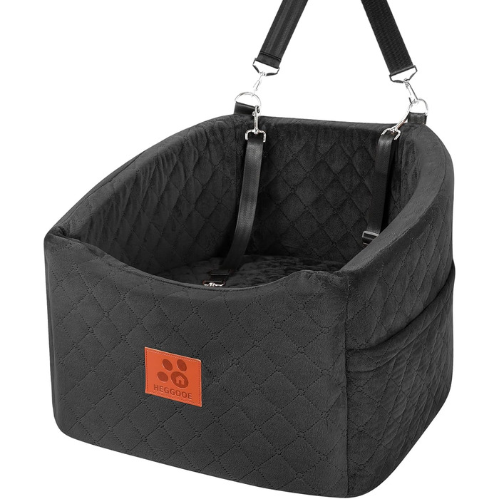 Автокрісло для собак HEGGOOE, чорне, для малих та середніх порід, з memory foam, знімний, з кишенями та страхувальними ременями