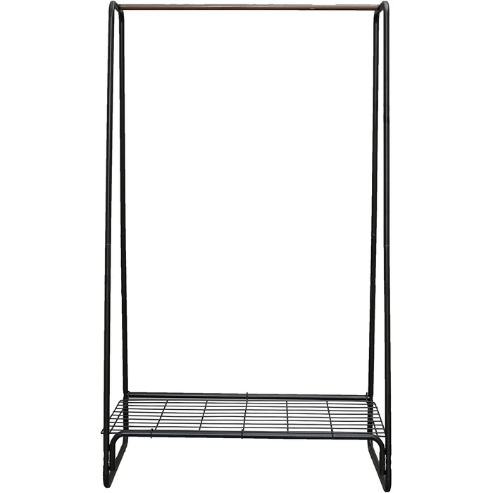 Iris Ohyama Stylish Clothes Rack, Ladder Design, Includes Hooks, Robust Frame, Non-Slip, For Bedroom, Studio, Closet, Space-Saving, Laundry Rack, Easy Assembly, PI-O150 (Black, Large / 1 Grid Shelf)