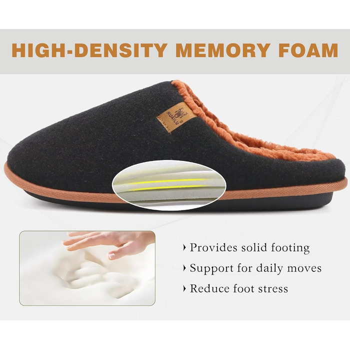 Чоловічі фетрові халапи KuaiLu, теплі, пухнасті, для дому та вулиці, чорно-коричневі (49 EU)