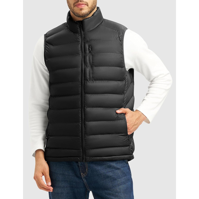 Чоловіча жилетка Rdruko з пуховим наповнювачем, тепла зимова жилетка для активного відпочинку та повсякденного носіння, 5 кишень, чорний колір