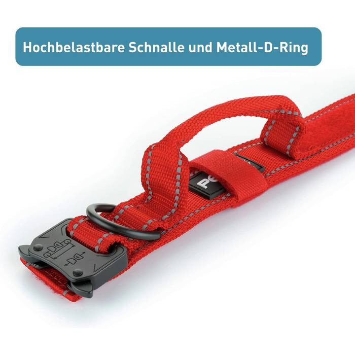 Нашийник для собак PetTec з неопрену та нейлону з ручкою, м'який, водонепроникний, регульований (S-XL), комплект з повідком, червоний
