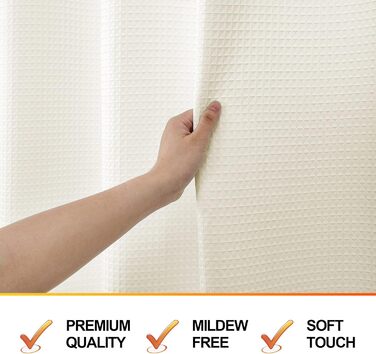 Двостулковий душовий завіс з тканини, бежевий, 183x244 см – Hotel Quality, водонепроникний, для ванної кімнати