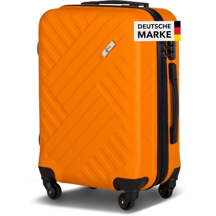 Xonic Design Boardcase Suitcase - Hard Shell Suitcase with 360° Smooth-Running Wheels - High-Quality Carry-On Trolley with Combination Lock - Hand Luggage in 55x35x20cm ((Boardcase Neon Orange, S))