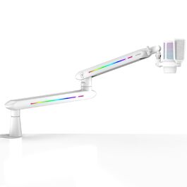 Підставка для мікрофона IXTECH RGB з низьким профілем, регульована, з кріпленням для столу та кабельною організацією, для стрімінгу та подкастів (5 ящірок RGB)