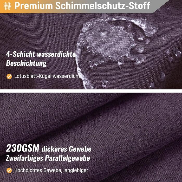 Тканинна шторка для душу BTTN, 180x200 см, льонова текстура, антигрибок, миється, текстиль, 12 гачків, сучасний, водовідштовхуючий, з обтяжувачем, декор, поліестер, кремовий колір (фіолетовий, однотонний, H180 x B180 см (упаковка 1 шт))