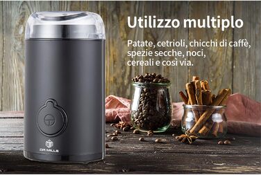 Електрична кавомолка та млин для спецій DR MILLS DM-7438, ножі та чаша з нержавіючої сталі SUS304