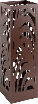 Металевий підставка для парасоль під сучасний дизайн для дому та офісу, квадратна, з 2 гачками та знімними піддонами для води, 15,5x15,5x49см, колір: іржаво-коричневий